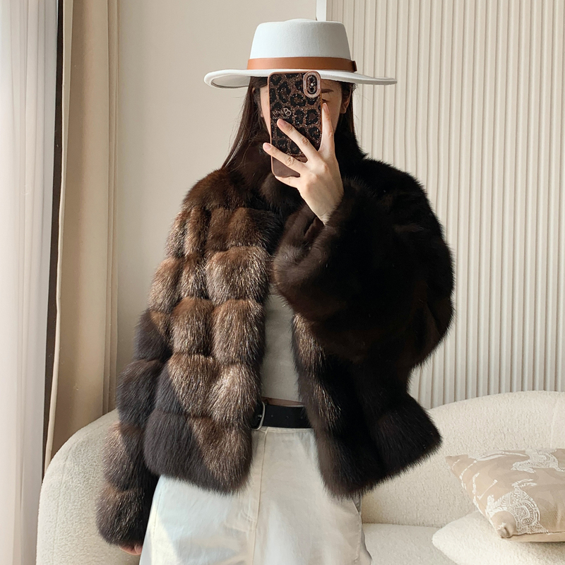 2026 New Russian Sable Coat for Women, Starry Sky Pattern, Farmer Black Gold Short Stand Collar Fur Jacket 2026 New Russian Sable Coat for Women, Starry Sky Pattern, Farmer Black Gold Short Stand Collar Fur Jacket
