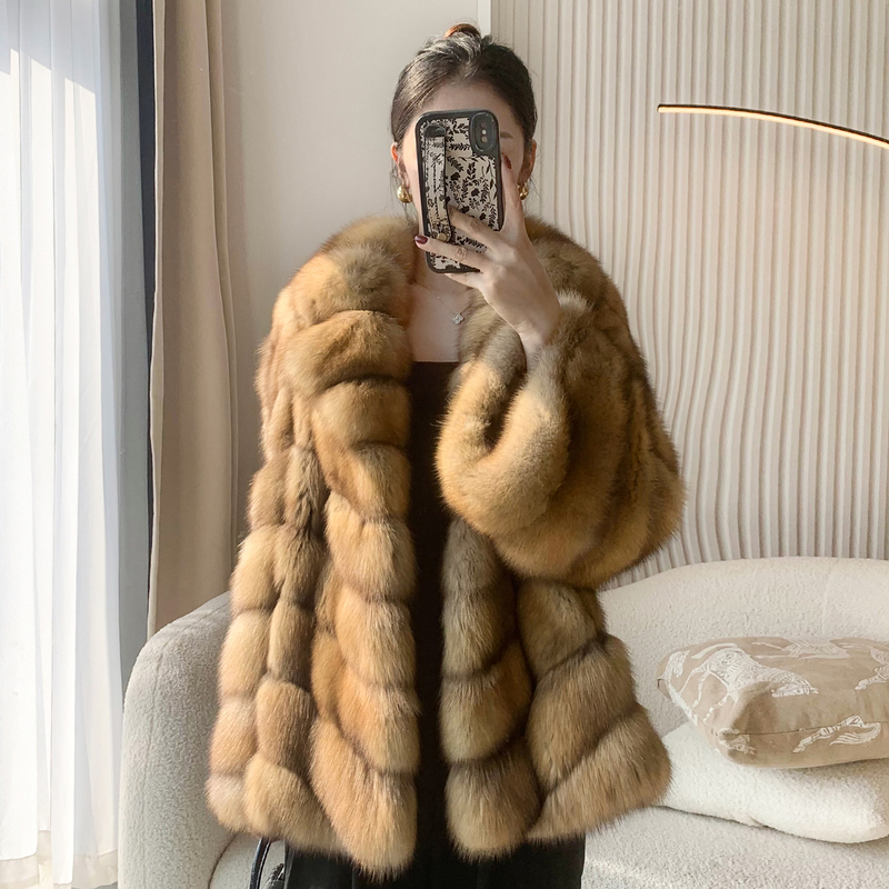 2026 New Model Imported Russian Starry Sable Fur Coat, Fashionable Mid-Length Lapel Fur Jacket for Women 2026 New Model Imported Russian Starry Sable Fur Coat, Fashionable Mid-Length Lapel Fur Jacket for Women