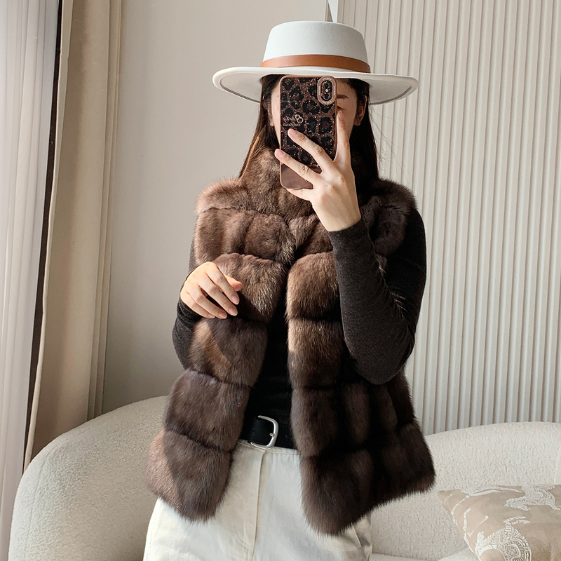 2026 Imported Russian Starry Sable Italian Color Series Women's Full Sable Vest Coat Fashion Trend