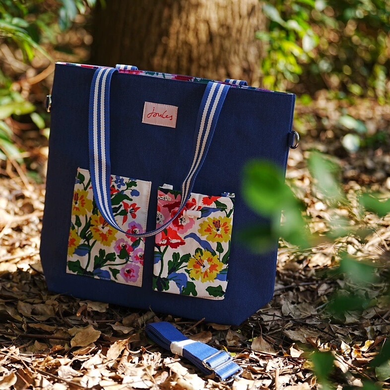 Joules British Luxury Brand Royal Polo Floral British Canvas Shoulder Bag with Crossbody Strap