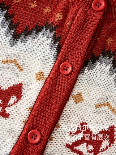 童泰 Детский свитер, зимний хлопковый кардиган, красный костюм мальчика цветочника для выхода на улицу, праздничнная трикотажная куртка