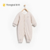 Tong Tai mùa thu và mùa đông mới bé cổ tròn jumpsuit cotton mỏng 3-18 tháng nam và nữ bé tay dài mở haber romper áo liền quần có tất baby Áo liền quần