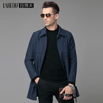 LaBov windbreaker male English thin middle-aged men long slim business casual autumn jacket jacket