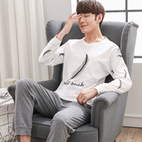 Bộ đồ ngủ nam mùa xuân và mùa thu dài tay cotton thanh niên bộ khủng long