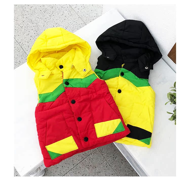 Áo vest bé gái dày 2018 mùa đông mới cho bé trai áo vest trùm đầu cho bé áo ấm 1234 tuổi ao quan tre em