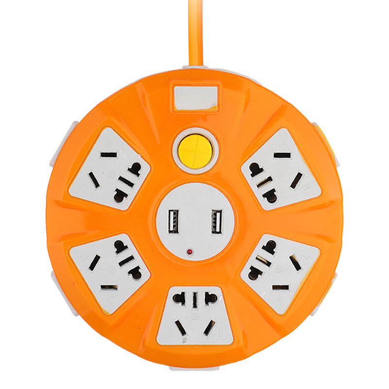 Plug-in Home Intelligent Student Multi-functional long line Disc Porous USB Socket Switch Protection Patch Cord