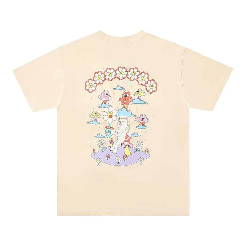 [Готовые запасы] RIPNDIP кошка-буханка подсолнечник принт круглый воротник короткие рукава унисекс цвет той же самой , топ с низкой талией