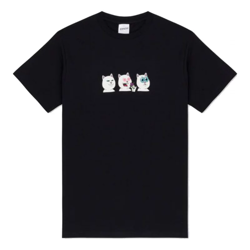 Американский модный бренд RIPNDIP SHROOM DIET маленький кот вес снижения короткий рукав, круглый вырез, печатный топ пара