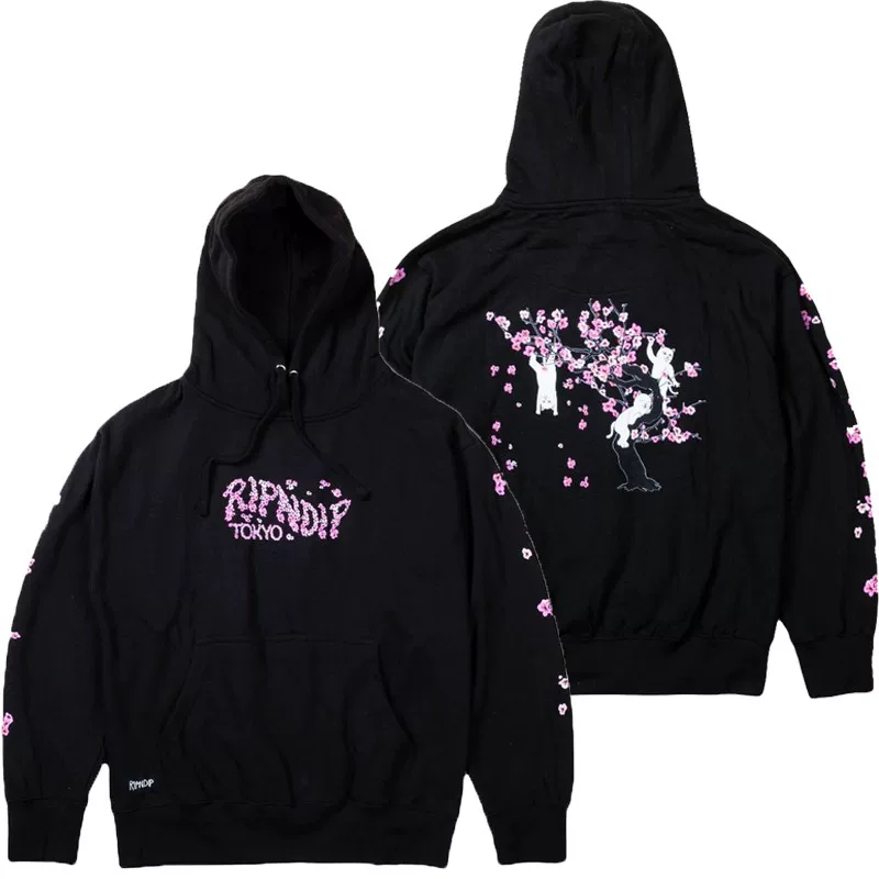 Американский модный бренд RIPNDIP Американская уличная футболка с длинным рукавом с средним пальцем кот Mean Cat женская и мужская парная толстовка Токио sakura лимитированное издание