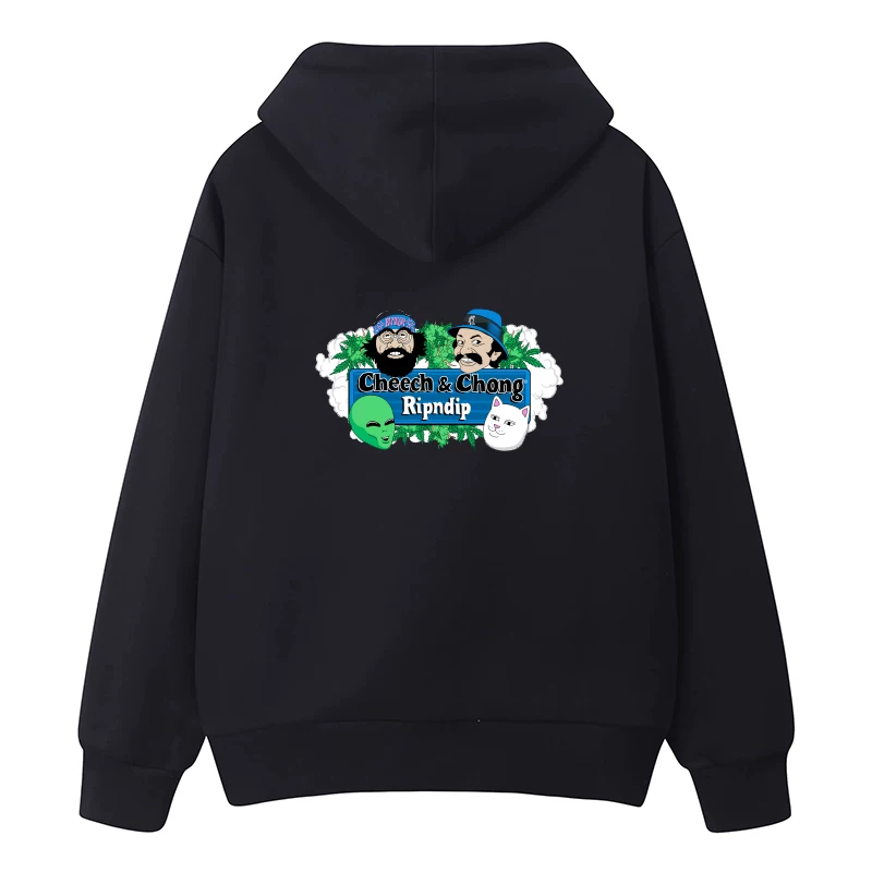 RIPNDIP Американский средний палец, сука кот, инопланетная драма, дуэт мужчина и женщина, худи с круглым вырезом, плотный хлопок