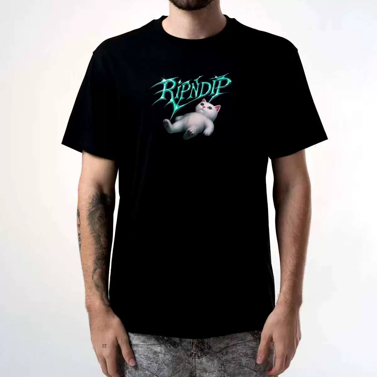 Футболка с принтом RIPNDIP «Bitch Cat Space Vision», короткие рукава, мужская и женская распечатанная верхняя одежда