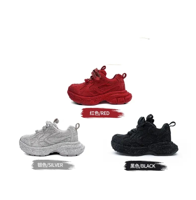 Children's Sneakers 2026 Spring and Summer New Style Girls' Starry Rhinestone Dad Shoes Boys' Street Dance Runway Trendy Shoes