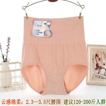 High Waist Collection Underpants Woman Big Code Fat mm200 Catty Cotton Fabric Naked Ammonia Seamless to Stomach Triangle Briefs Pure color