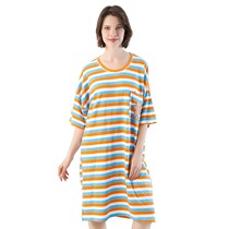 Female Spring Summer High Bomb Slim Sleeping Suit Plus Hypertrophy Code Loose Casual Nude Feel Short Sleeve Home Skirt Can be worn with colorful dress