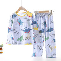 CHILDRENS HOME SUIT SUIT BOY BAMBOO JOINTS COTTON PURE COTTON PYJAMAS SUMMER MEDIUM LARGE CHILD AIR CONDITIONING COTTON LONG SLEEVE LONG PANTS