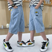 Boy shorts jeans Summer thin new CUHK Scout pants Childrens 7-minute pants Relaxed Ocean Qi