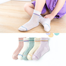 5 Double Loaded Children Socks Cute Girl Baby Thin cotton socks Summer breathable mesh Silo Socks Girls Socks