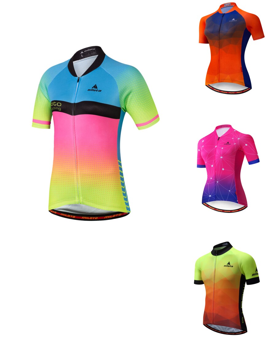 miloto summer men's and women's bicycle fluorescent color cycling clothes short-sleeved top elastic self-cultivation quick-drying breathable half-sleeve
