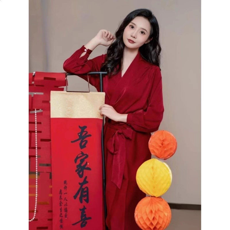 新中式婚礼晨袍，高级感红色结婚睡衣，优雅新娘必备🎀👗-晨袍-淘宝好物网