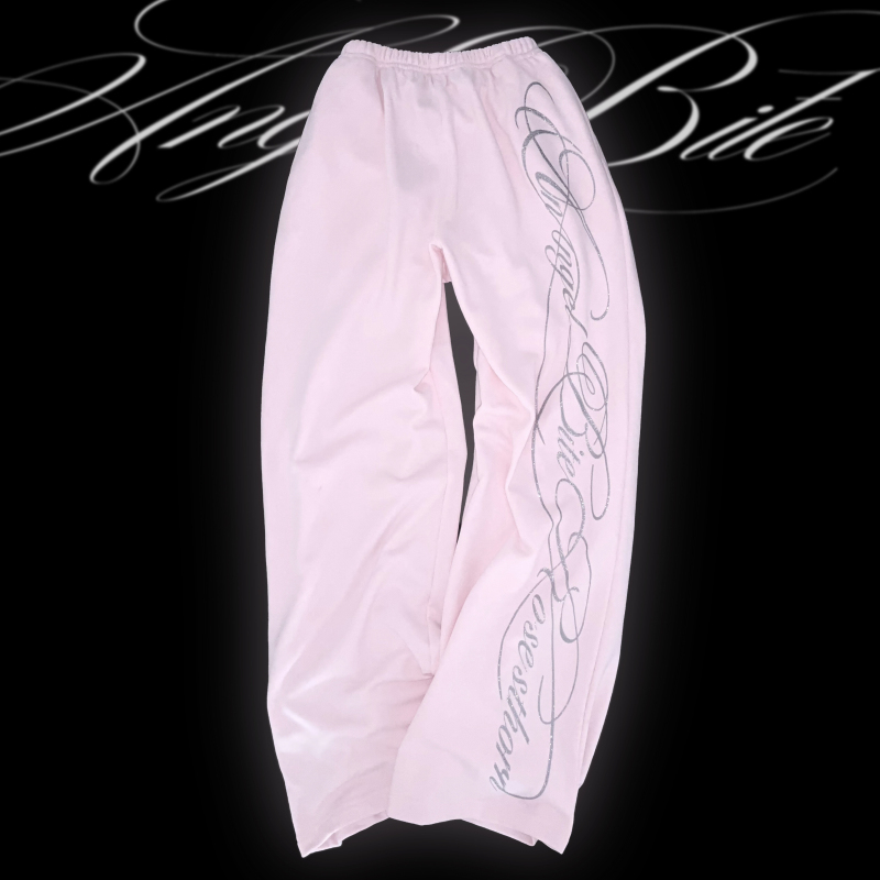 [Marumaru Angelbite] Silver Glitter Printed Pink Loose Low-Waist Sweatpants, Versatile, Niche, Trendy and Cool