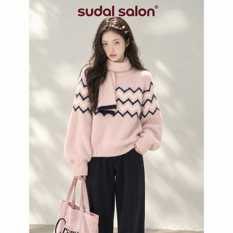 Pink Fair Isle Sweater for Women, New Winter Wear, Stunning Design, Korean Style, Very Pretty, Soft and Cozy Knit Top