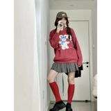 Красный лонгслив, трикотажный зимний короткий свитер, широкая цветовая палитра, с рукавом, увеличенная толщина