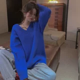 Демисезонный сексуальный трикотажный свитер, изысканный стиль, V-образный вырез