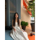 White sleeveless early spring dress for women, French style, chic, high-end, French waist style, A-line long skirt