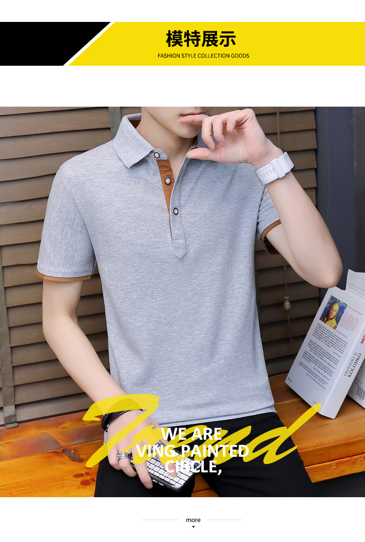 Áo thun nam cotton ngắn tay Áo sơ mi nam mùa hè nam ngọc trai cotton ve áo thun nam phiên bản Hàn Quốc của mùa hè áo polo form rộng