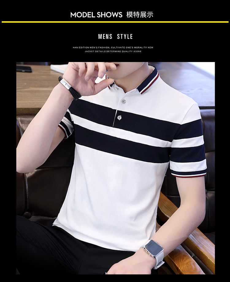 Áo thun cotton nam mùa hè 2018 ngắn tay cổ chữ V nửa tay phiên bản hàn quốc áo thun polo nam