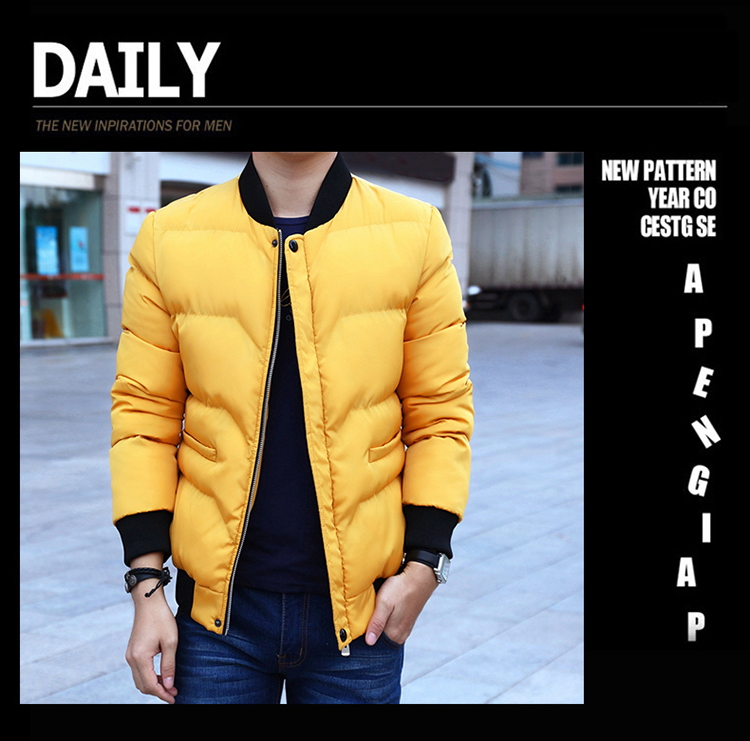 Mùa đông áo khoác nam cotton coat 2018 new thanh niên nam đẹp trai bông quần áo dải bện mùa đông dày bông xu hướng áo khoác