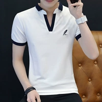 Mùa hè áo thun ngắn tay nam cổ chữ V lớn POLO áo cotton thủy triều Paul áo sơ mi nửa tay áo sơ mi nam lỏng lẻo shop bán áo thun nam có cổ