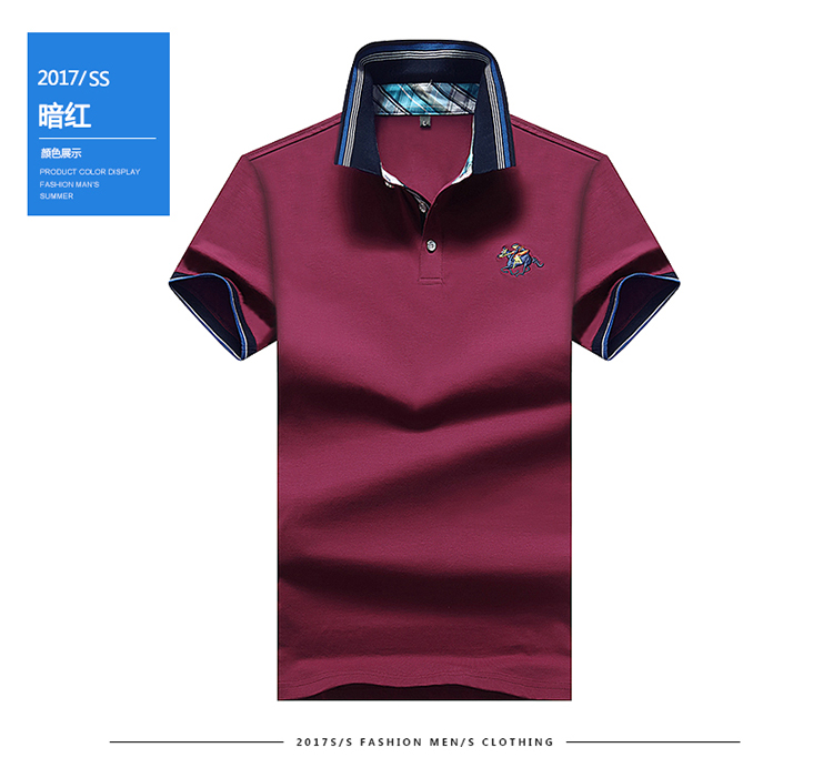 Đầm cotton công sở kinh doanh áo thun tay ngắn nam ve áo màu rắn áo polo mùa hè nam giản dị áo thun Paul shop bán áo thun nam có cổ