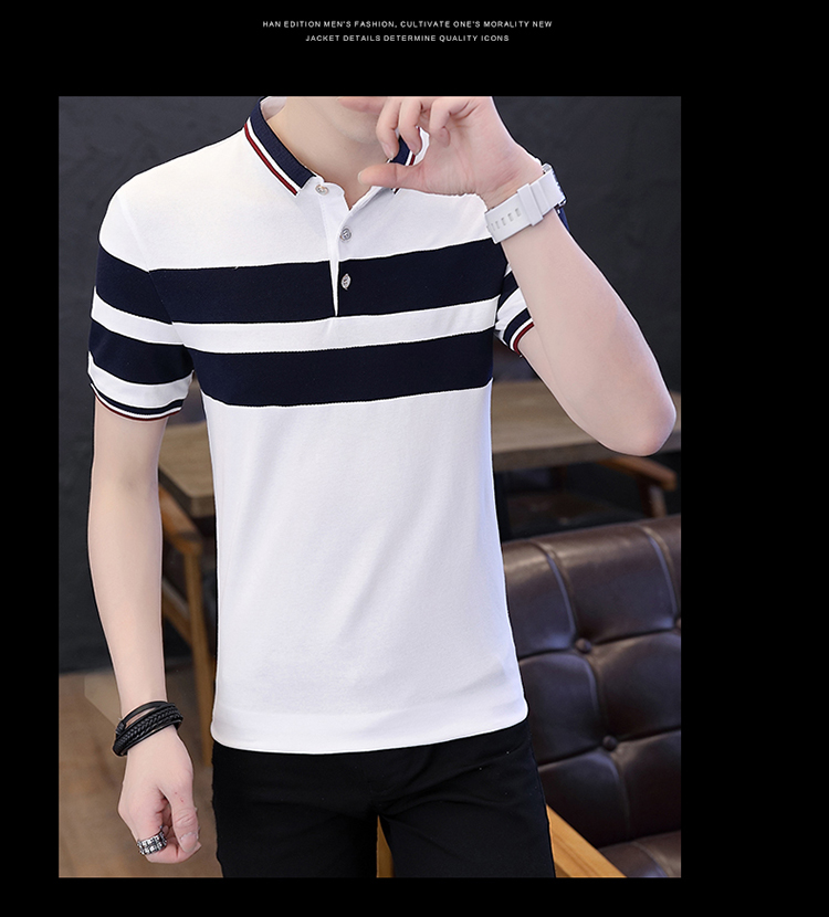 Áo thun cotton nam mùa hè 2018 ngắn tay cổ chữ V nửa tay phiên bản hàn quốc áo thun polo nam