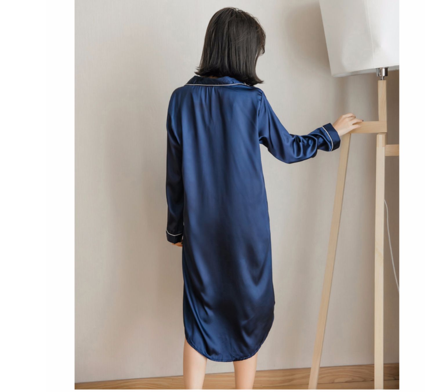 Bộ đồ ngủ nữ mùa xuân và mùa thu mô phỏng áo dài tay lụa cộng với phân bón XL chất béo MM200 pounds áo lụa gợi cảm mùa hè váy ngủ thanh niên mùa hè Hàn Quốc