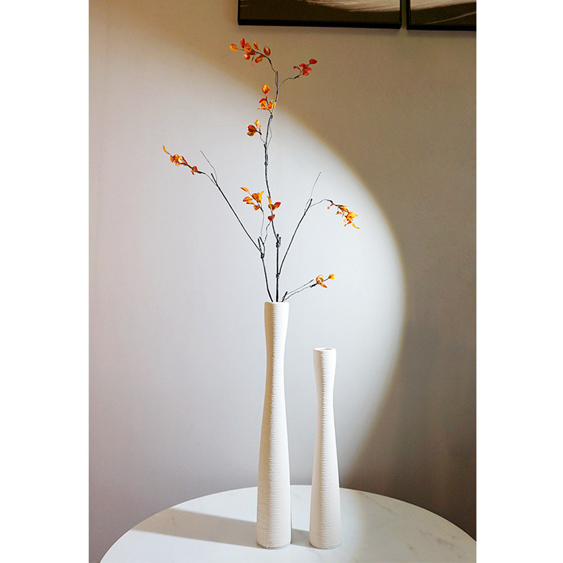 Nordic long high ceramic vase TV cabinet Wall lattice ornaments dry flower arrangement white ornaments
