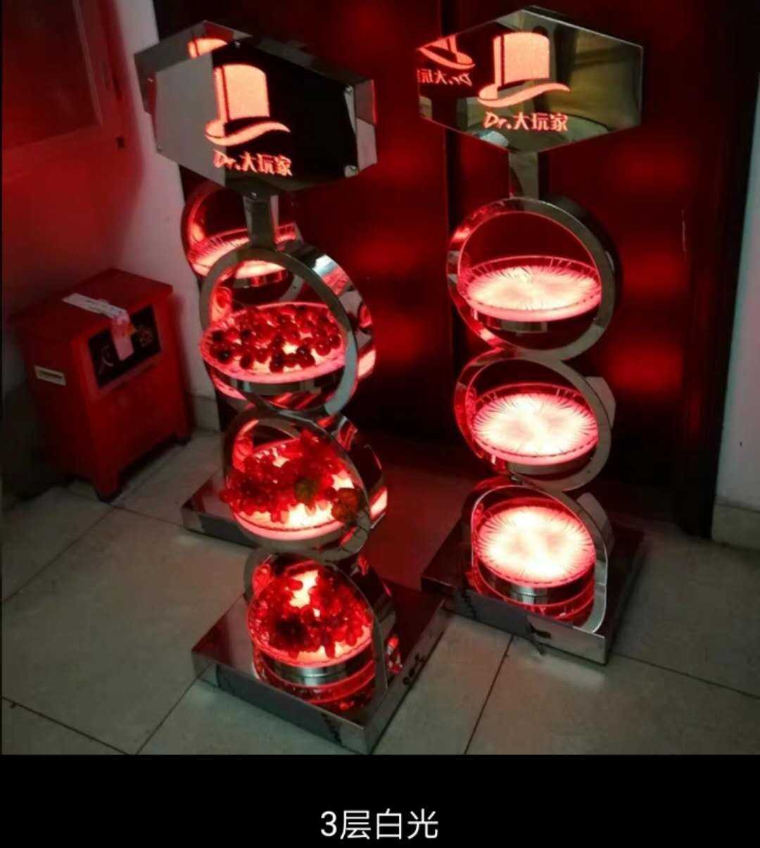 Bar luminous fruit plate nightclub KTV three-story four-story five-story luxury large rechargeable light-emitting fruit plate rack stainless steel