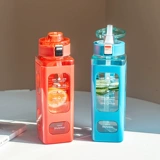 Летний квадратный высококачественный портативный пластиковый вместительный и большой стакан со стаканом, простой и элегантный дизайн