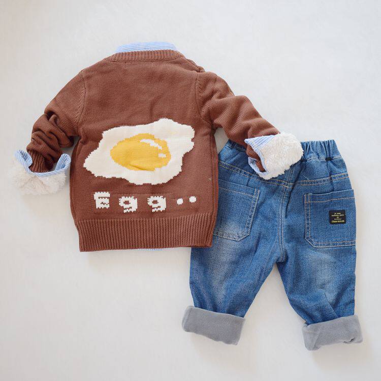 Children's clothes boy and girl's Han Edition sweater jacket baby thick cartoon pure cotton coat sweater knitting shirt