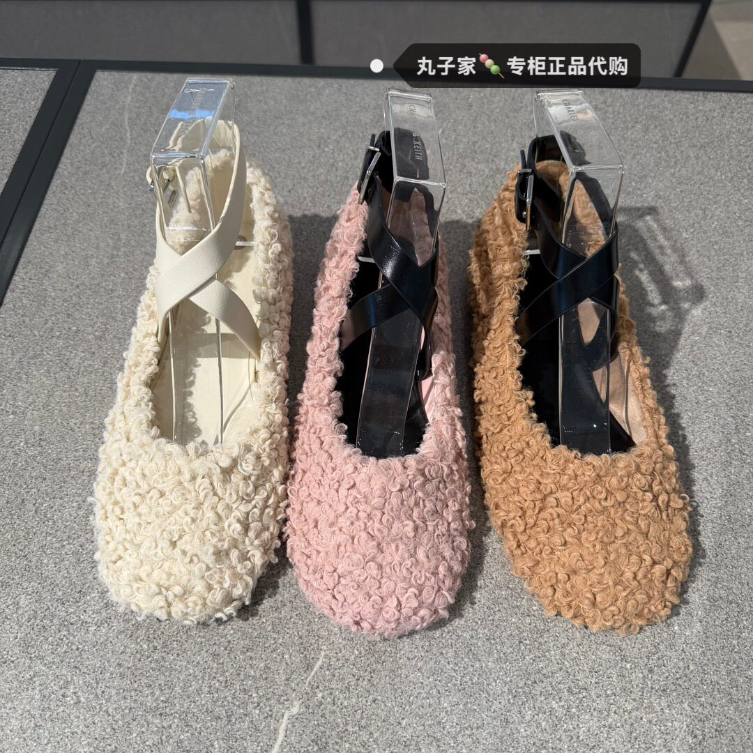 CHARLES&KEITH 专柜正品新款女士平底绑带毛绒单鞋70900496-1