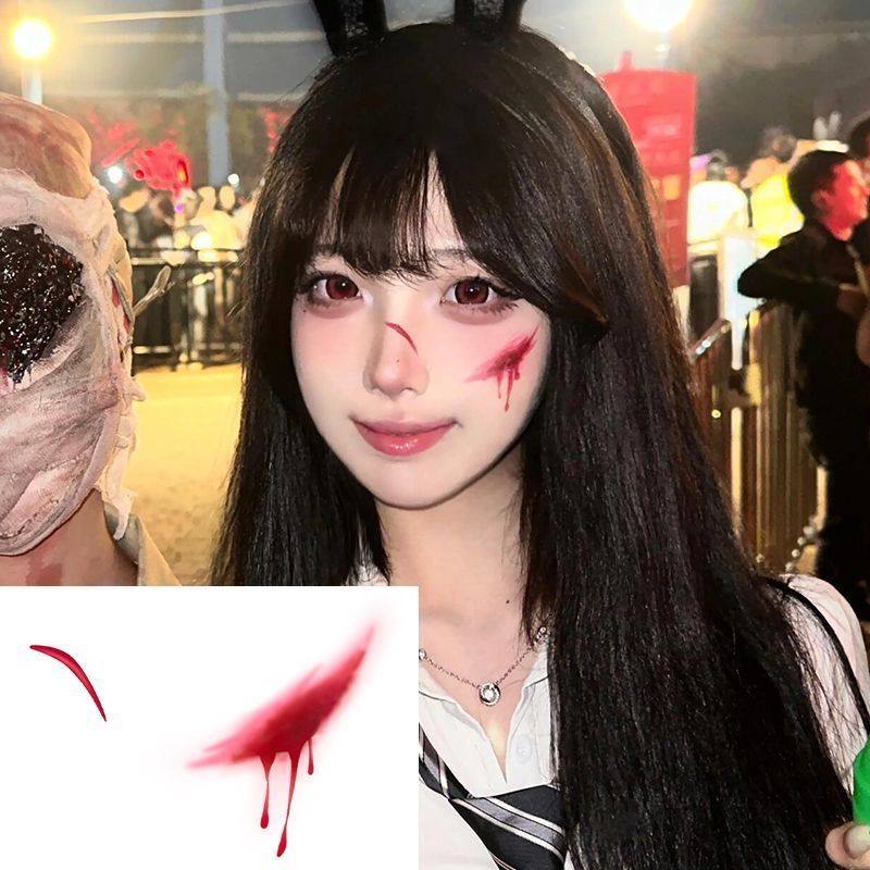 Halloween temporary tattoo stickers, makeup-like face stickers, fake scars, fake wounds, waterproof, realistic knife scars and wounds makeup stickers