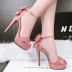 12CM từ với nền tảng không thấm nước dép hở ngón nữ mùa hè mới nơ stiletto công chúa mỏng siêu cao gót sandal nữ hàn quốc Sandal