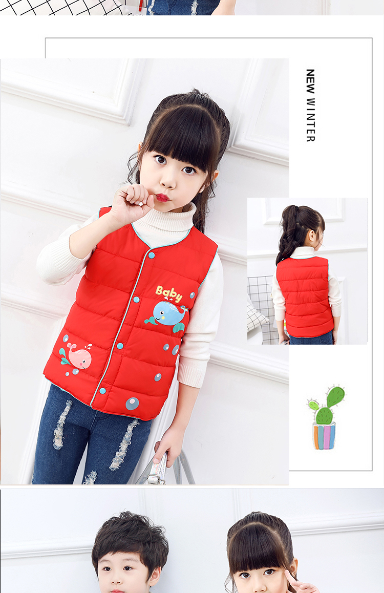 Mùa thu và mùa đông trẻ em mới vest bé trai và bé gái xuống áo vest cotton bé ấm áp trong chiếc áo lót trẻ em lớn váy trẻ em