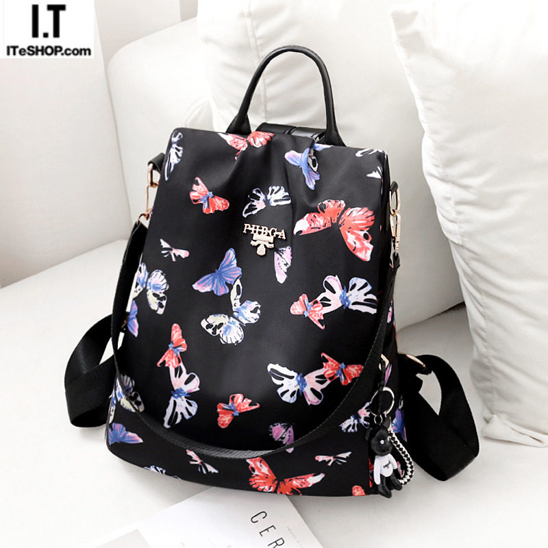 Hong Kong Oxford cloth backpack women's new Korean version fashion printing canvas travel backpack women's anti-theft schoolbag