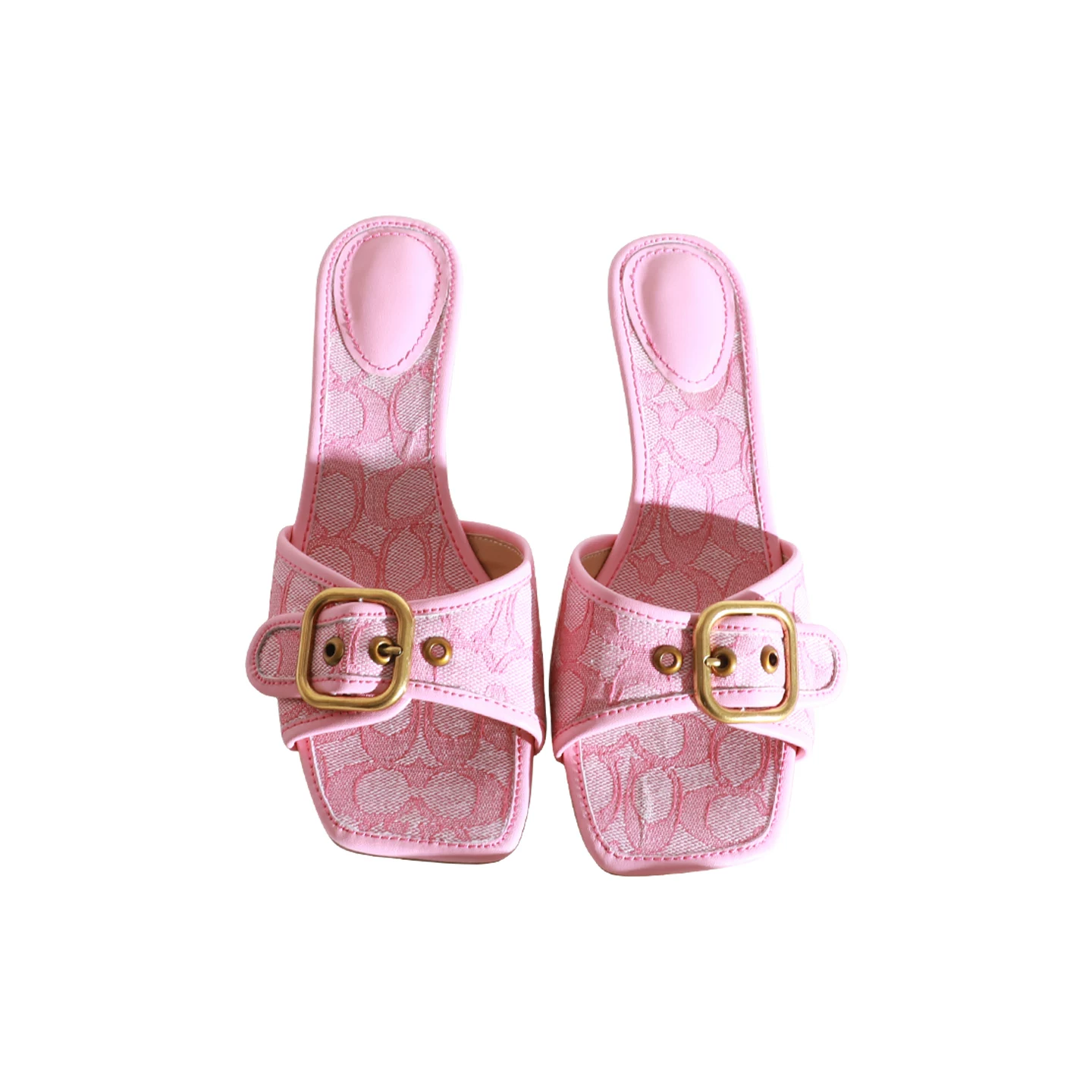 Lotus Mansion 2026 Summer Simple Square Toe Sandals Women's Open-Toe Slip-On Flop Temperament Versatile High-Heel Slippers