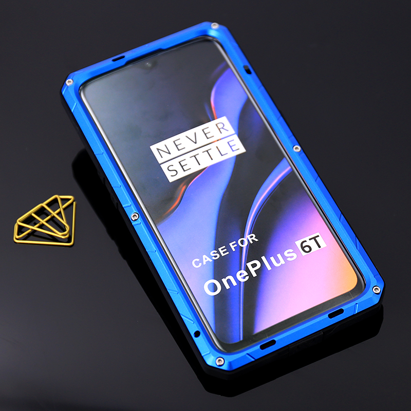 iMatch Water Resistant Shockproof Dust/Dirt/Snow-Proof Aluminum Metal Military Heavy Duty Armor Protection Case Cover for OnePlus 6T