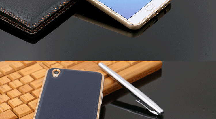 iMatch Luxury Aluminum Metal Bumper Premium Genuine Leather Back Cover Case for OPPO R9 Plus & OPPO R9