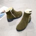 Giày bốt trẻ em Hàn Quốc phiên bản giày cotton 2018 mới dày với Martin boot mùa đông cộng với đôi bốt nhung hoang dã Giày ống