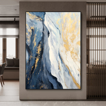 Hand-painted abstract oil painting Light luxury entrance decoration painting modern simple gold leaf flowing color corridor aisle background wall hanging painting