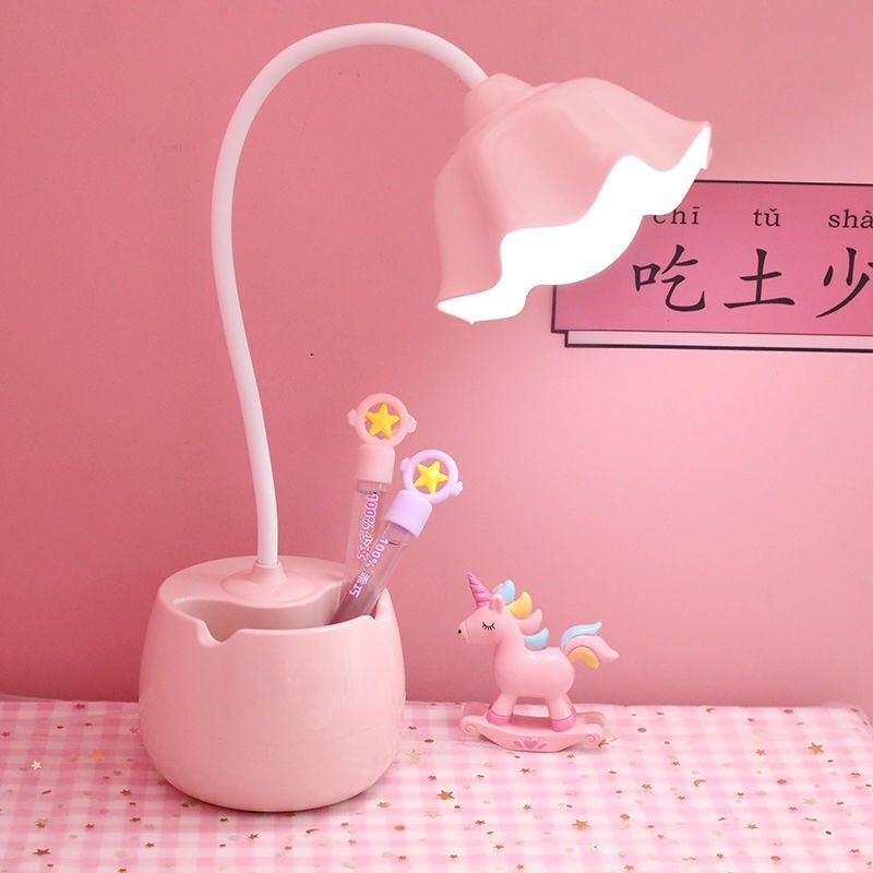 Led table lamp Eye learning Reading Bedroom Small night light Student Girl Hearts Dorm to write rechargeable bed headlights